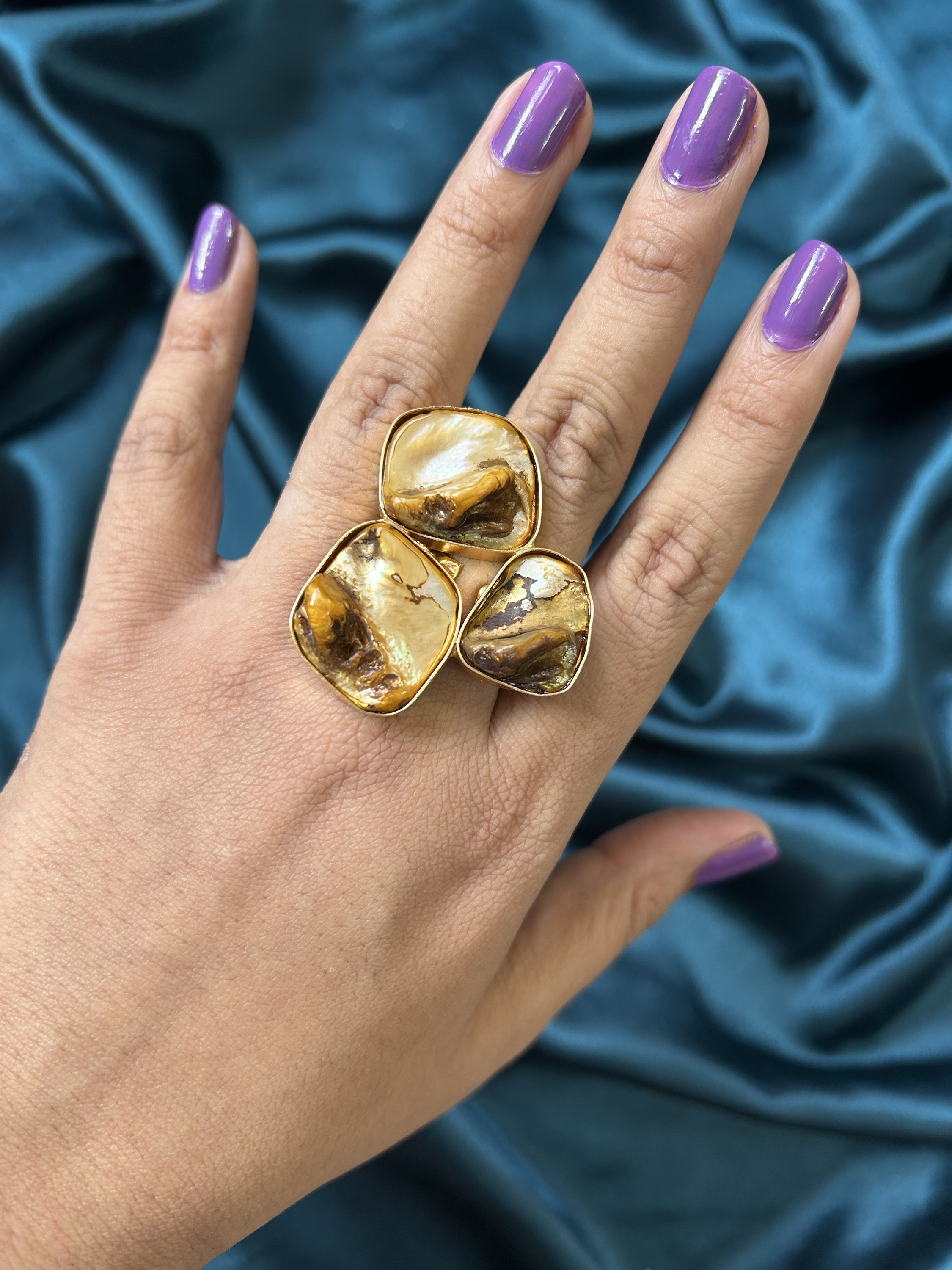 Brass Stone Ring - Brown