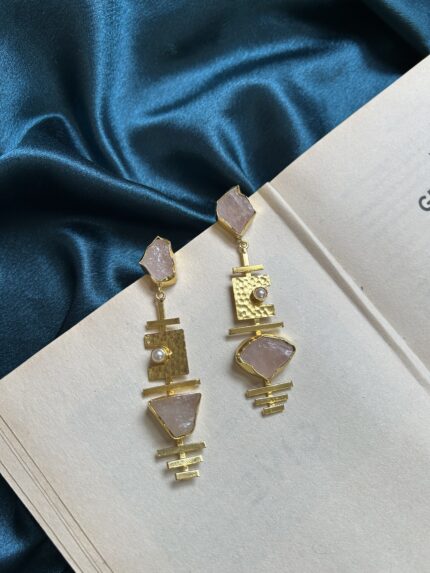 Brass Natural Stone Earrings
