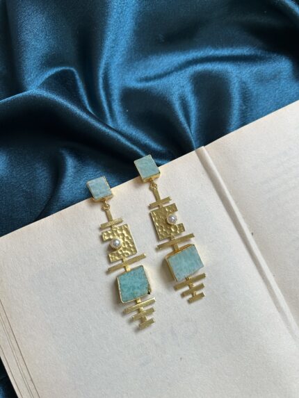 Brass Natural Druzy Stone Earrings