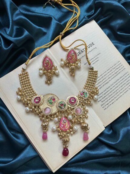 Kashmiri Necklace Set - Pink