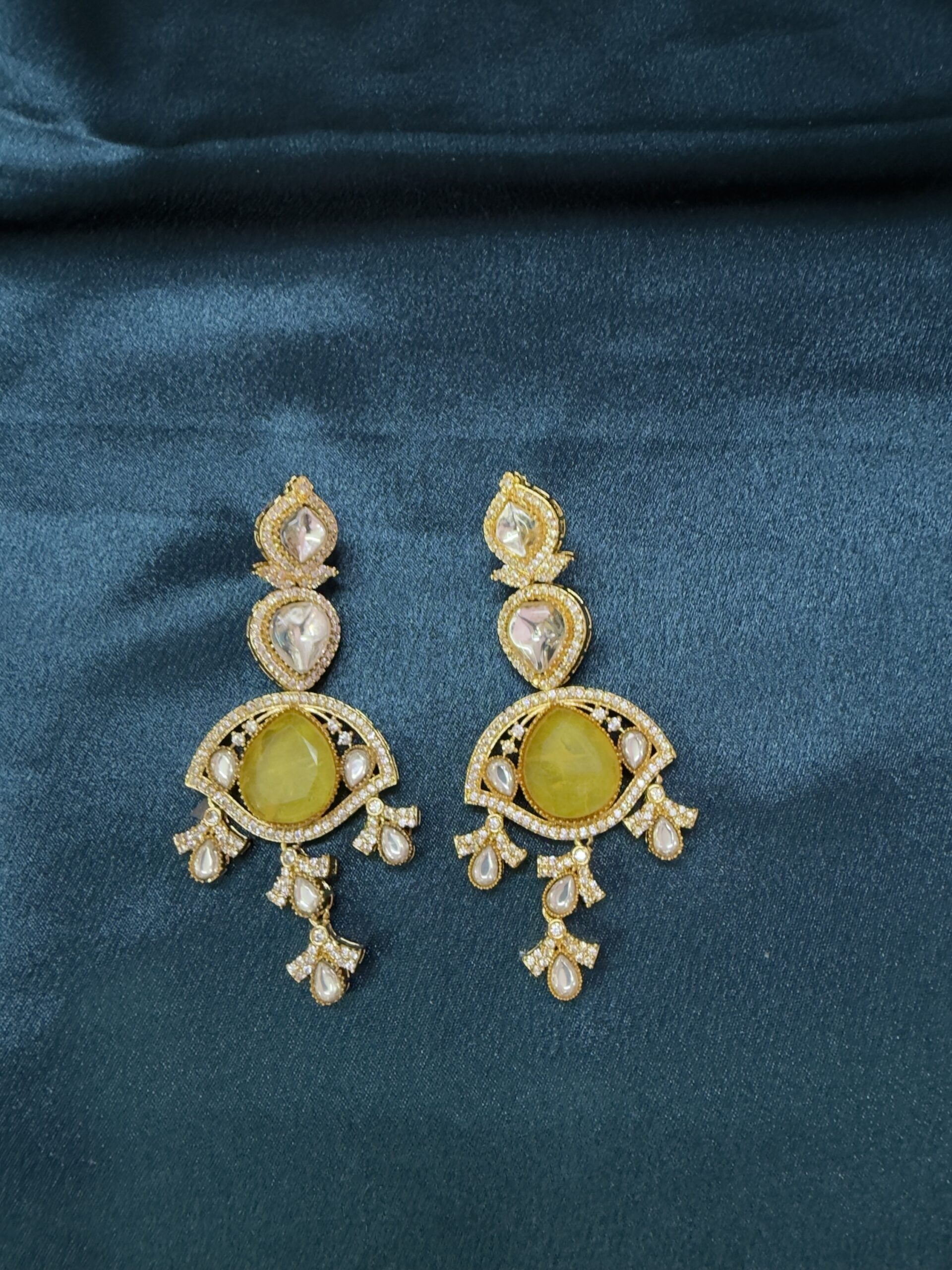 Yellow Polki Earrings