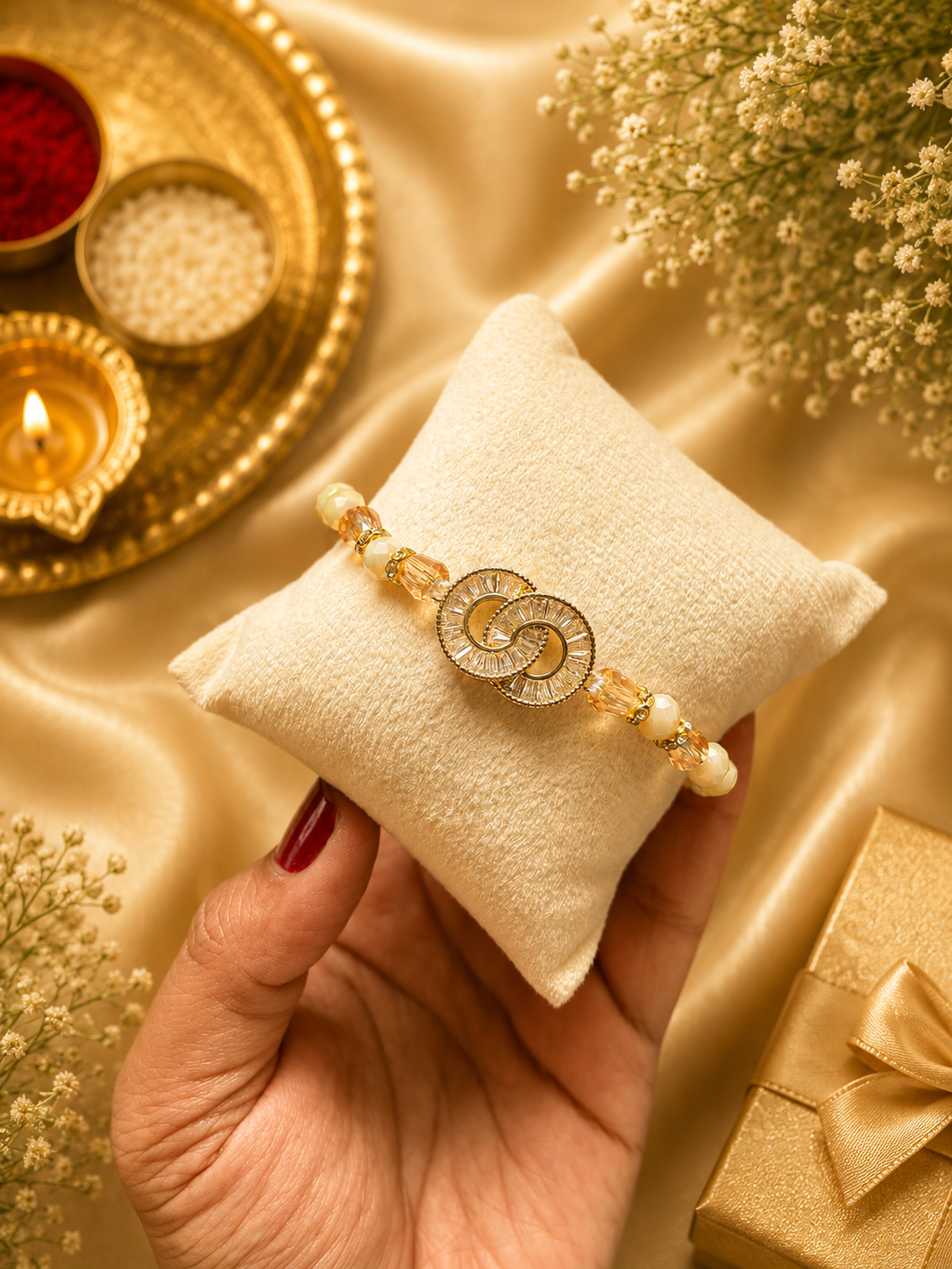 Premium American Diamond (AD) Designer Rakhi