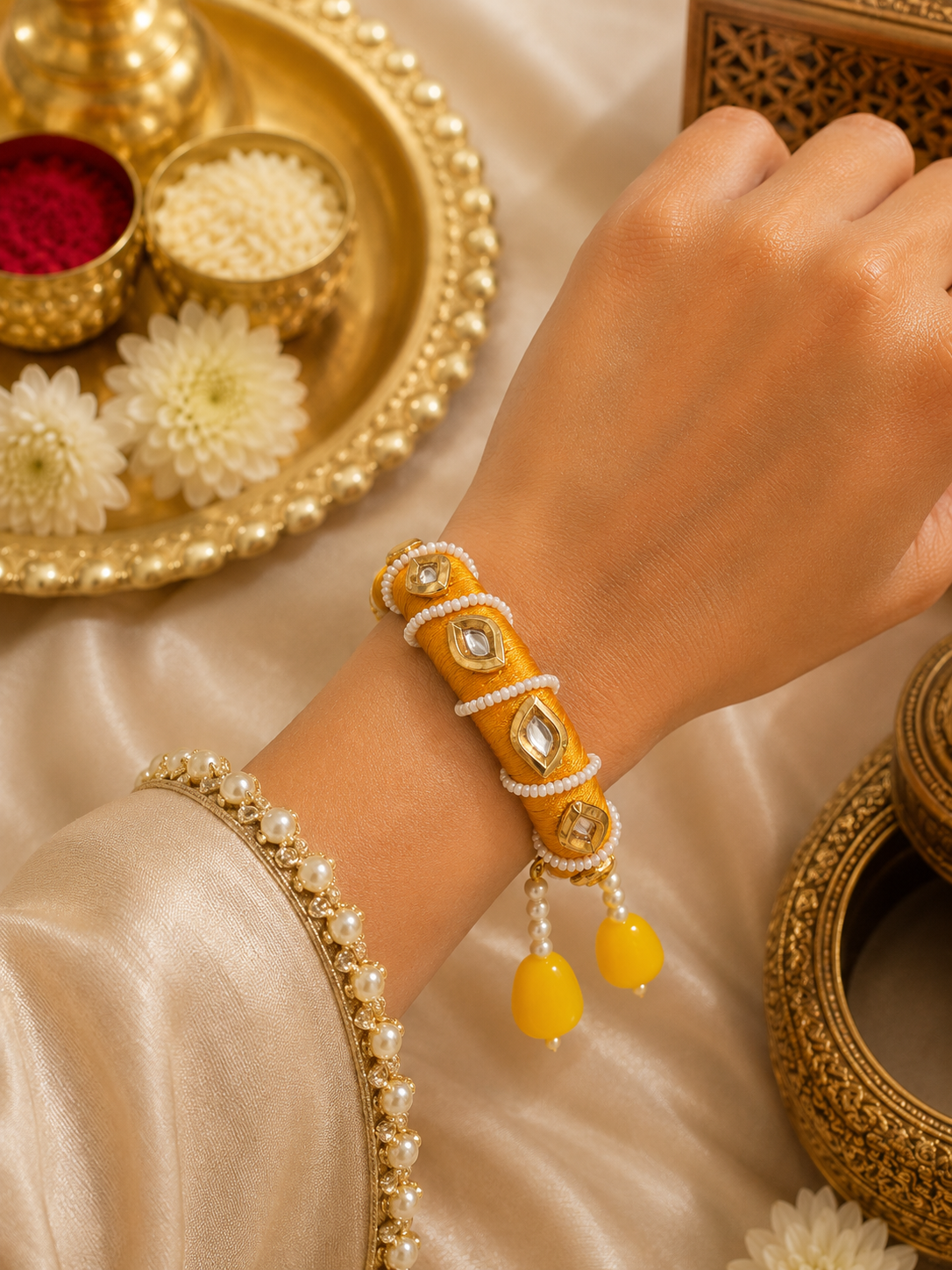 Bangle Open Rakhi - Mustard