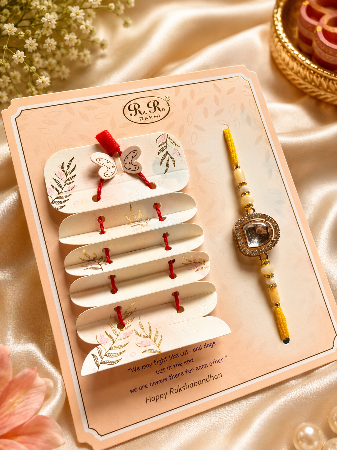 Polki Rakhi - Yellow