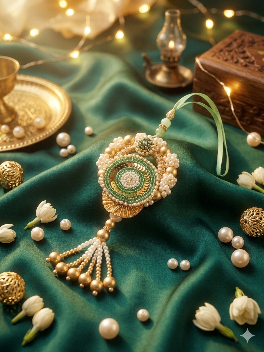 Green Handcrafted Lumba Rakhi