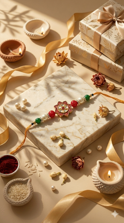 Red Kundan Rakhi