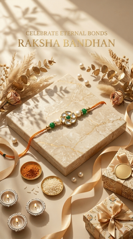 Green Kundan Rakhi