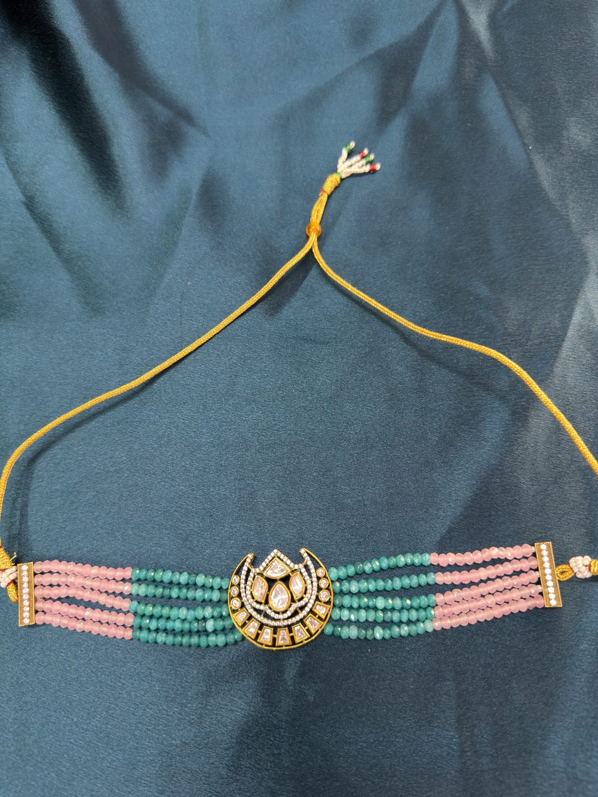 Polki Pink and Sea Green Necklace