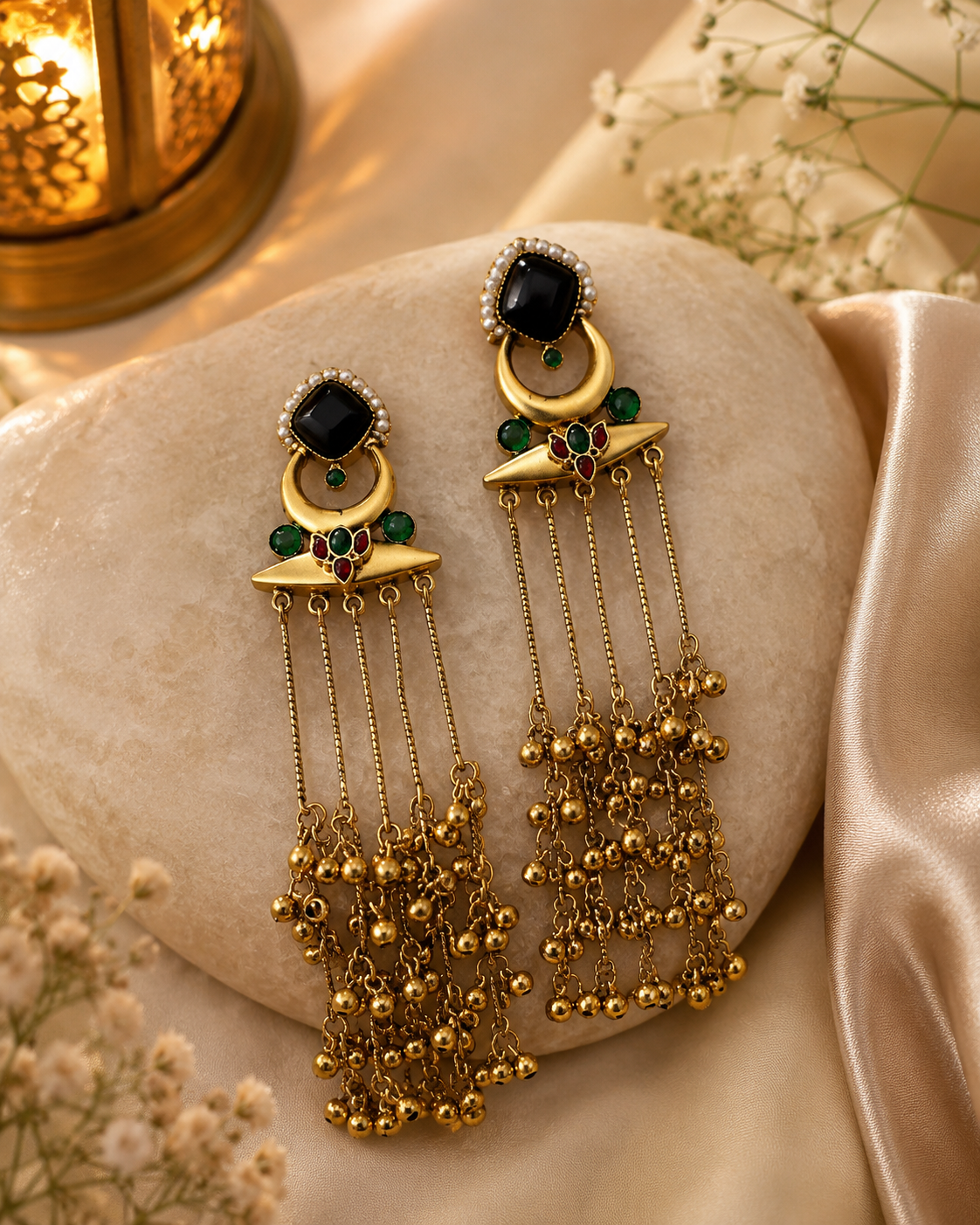 Kashmiri Earrings - Black