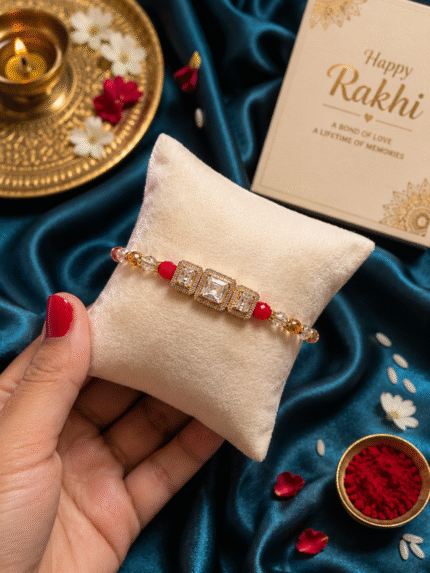 Exquisite American Diamond (AD) Rakhi Bracelet