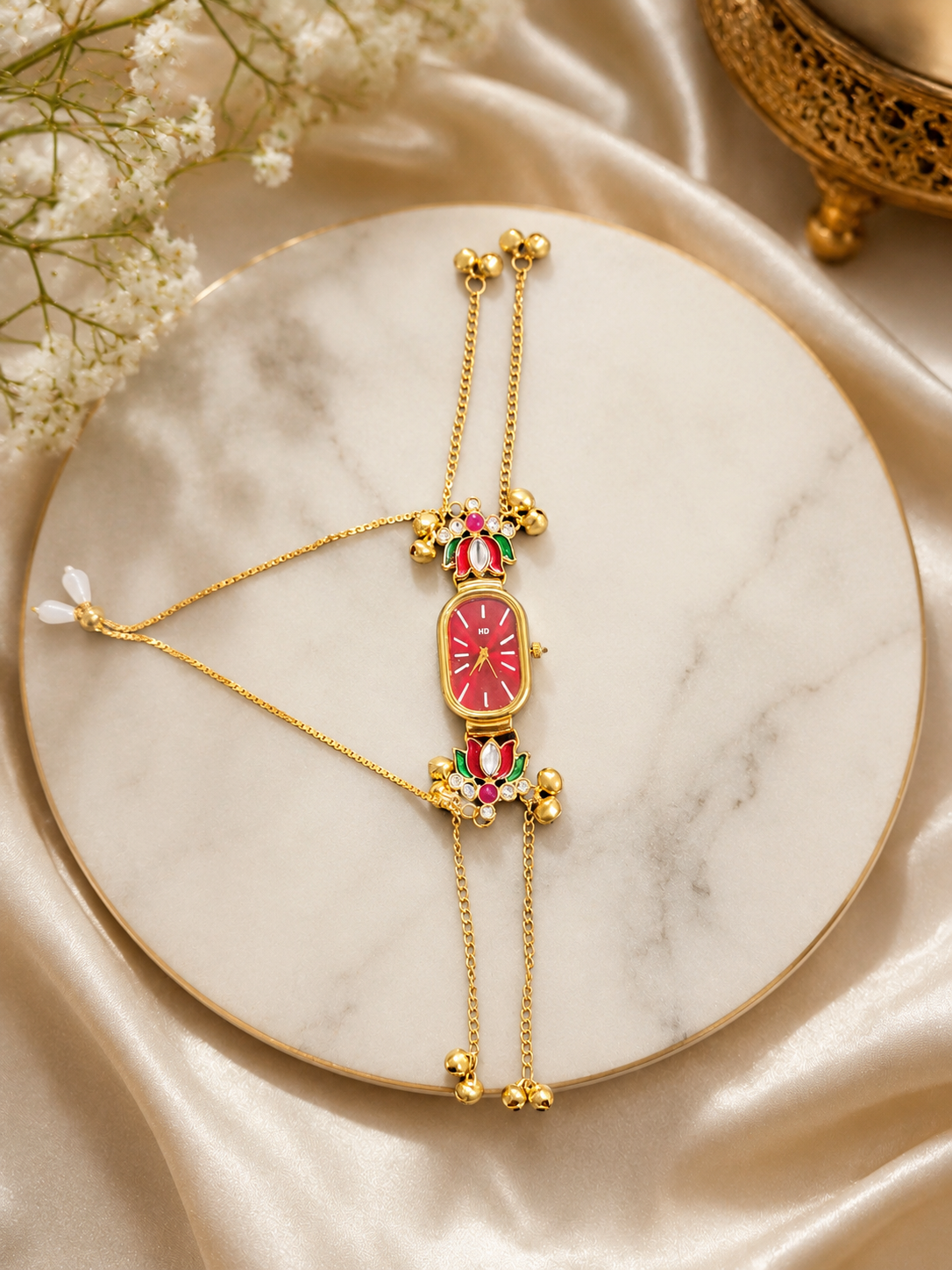 Women Dial & Bracelet Style Lotus Straps Analogue Watch -W12