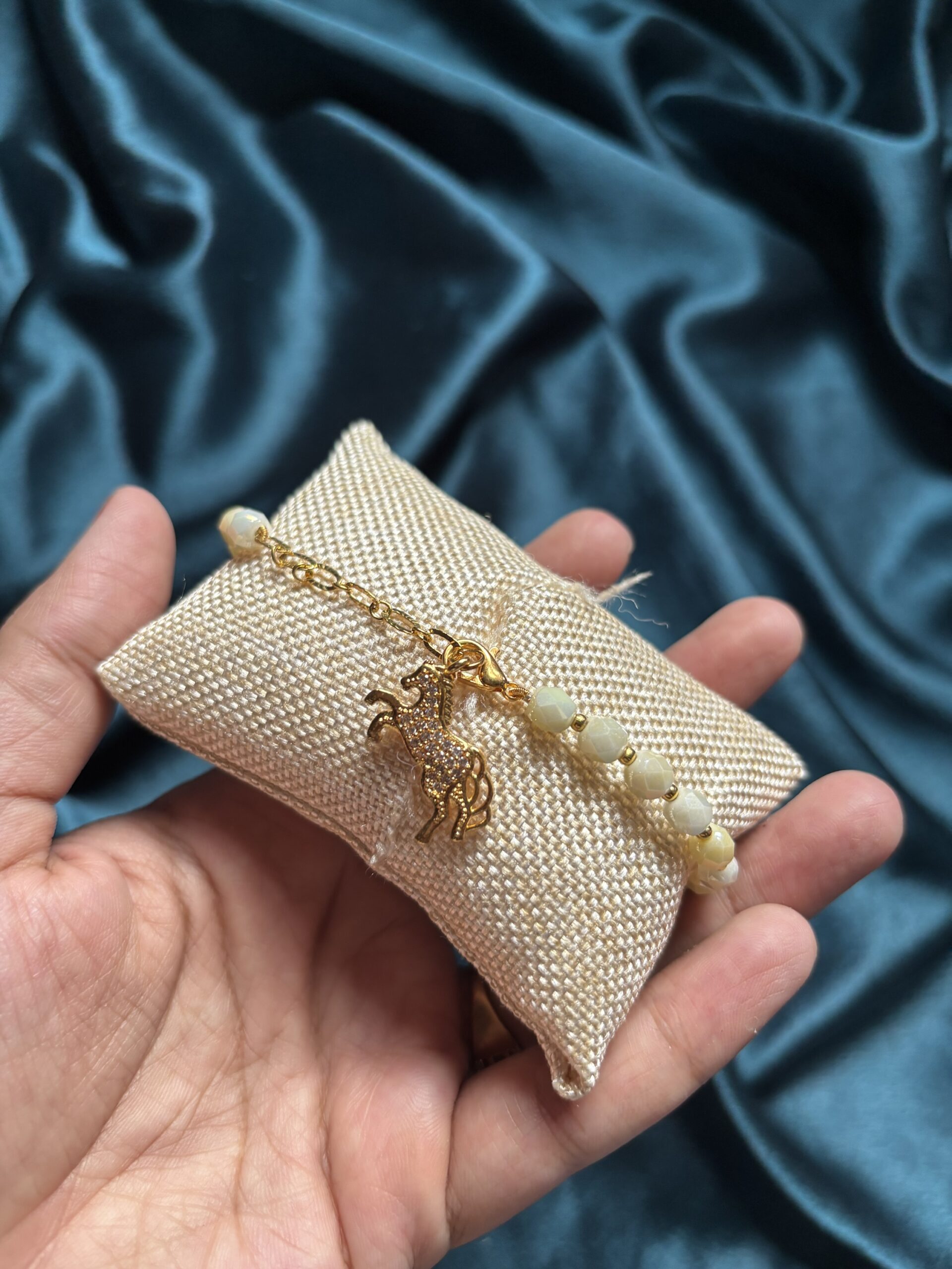 Bracelet Crystal rakhi with Metal charm Bracelet