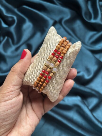Wooden beads triple-layer Rakhi