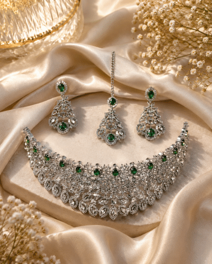 AD Choker Set With Mangtika - Green