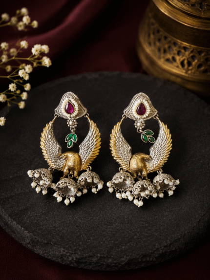 Silver Replica Dual Earrings