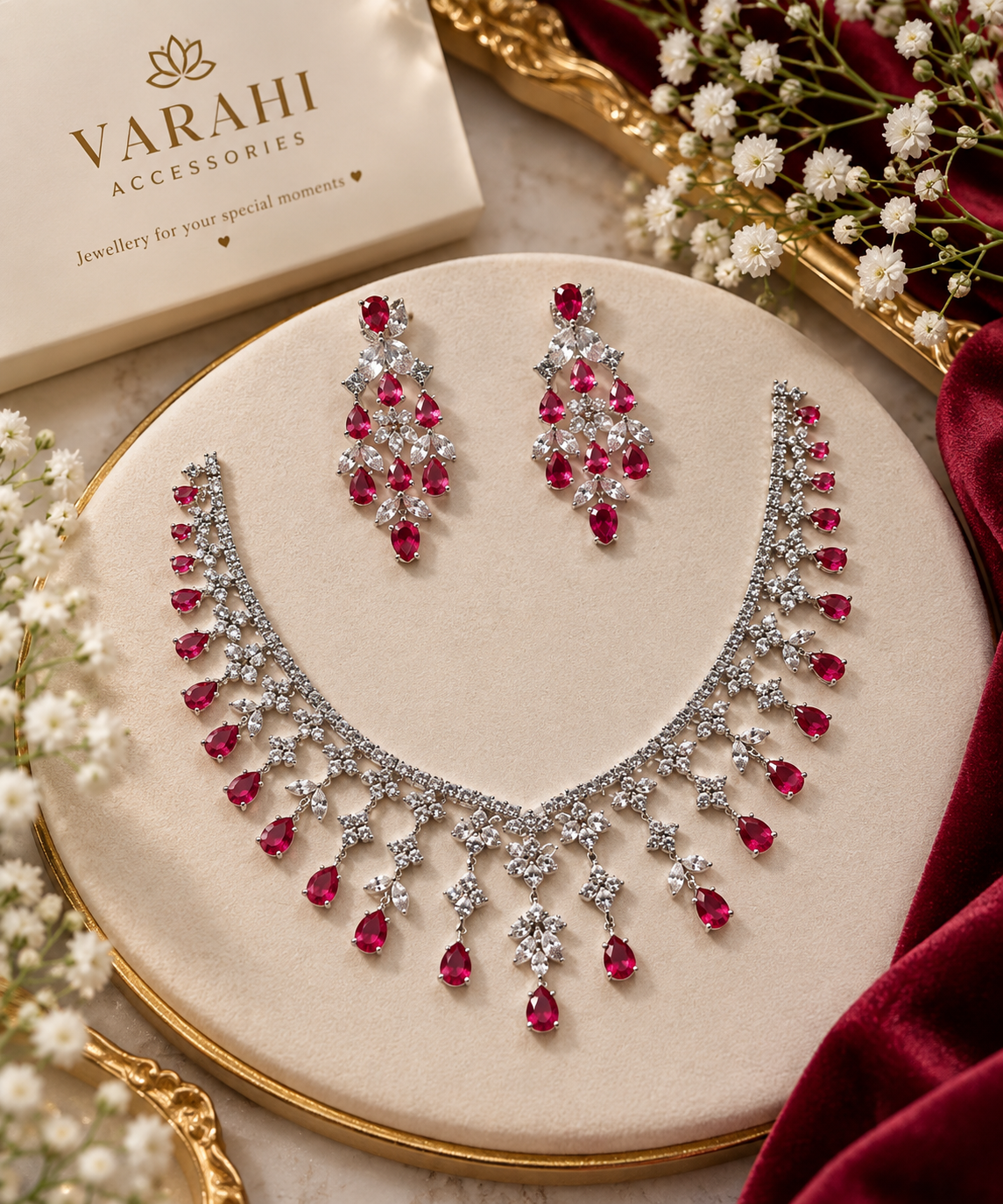 AD Necklace Set - Ruby