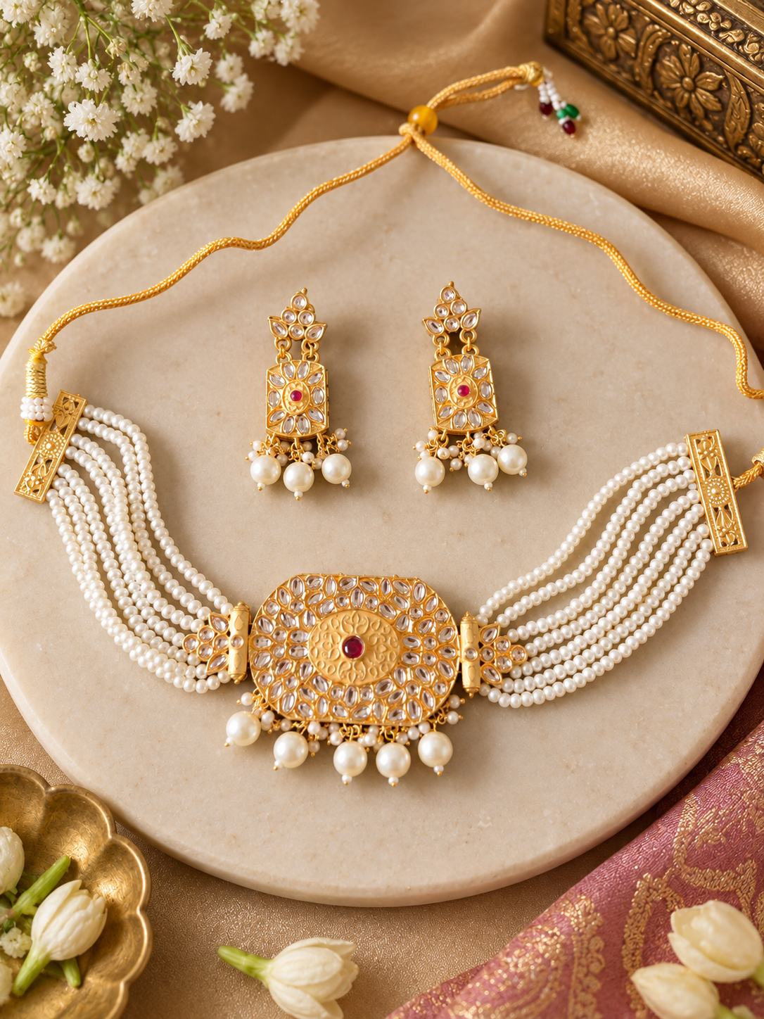 Kundan Necklace Set With Earrings