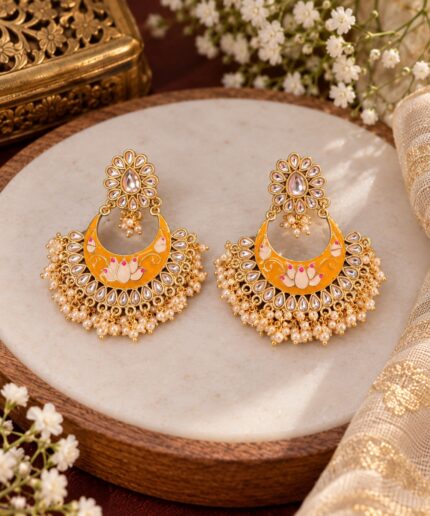 Yellow Chandbali earrings