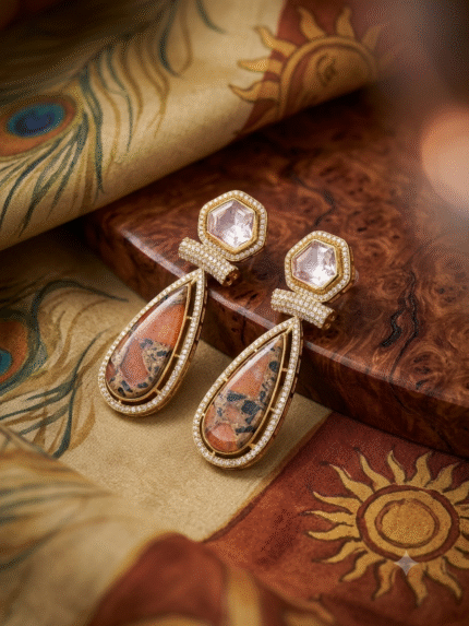 Polki Earrings - Orange