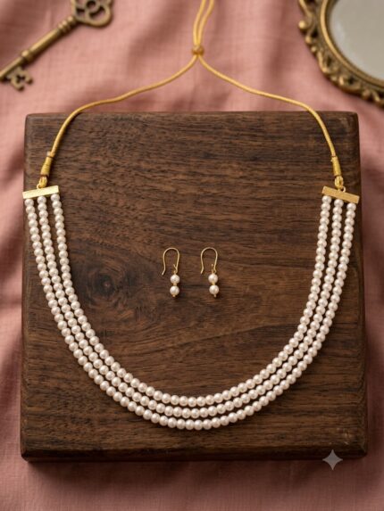 Pearl Necklace Set With Earrings