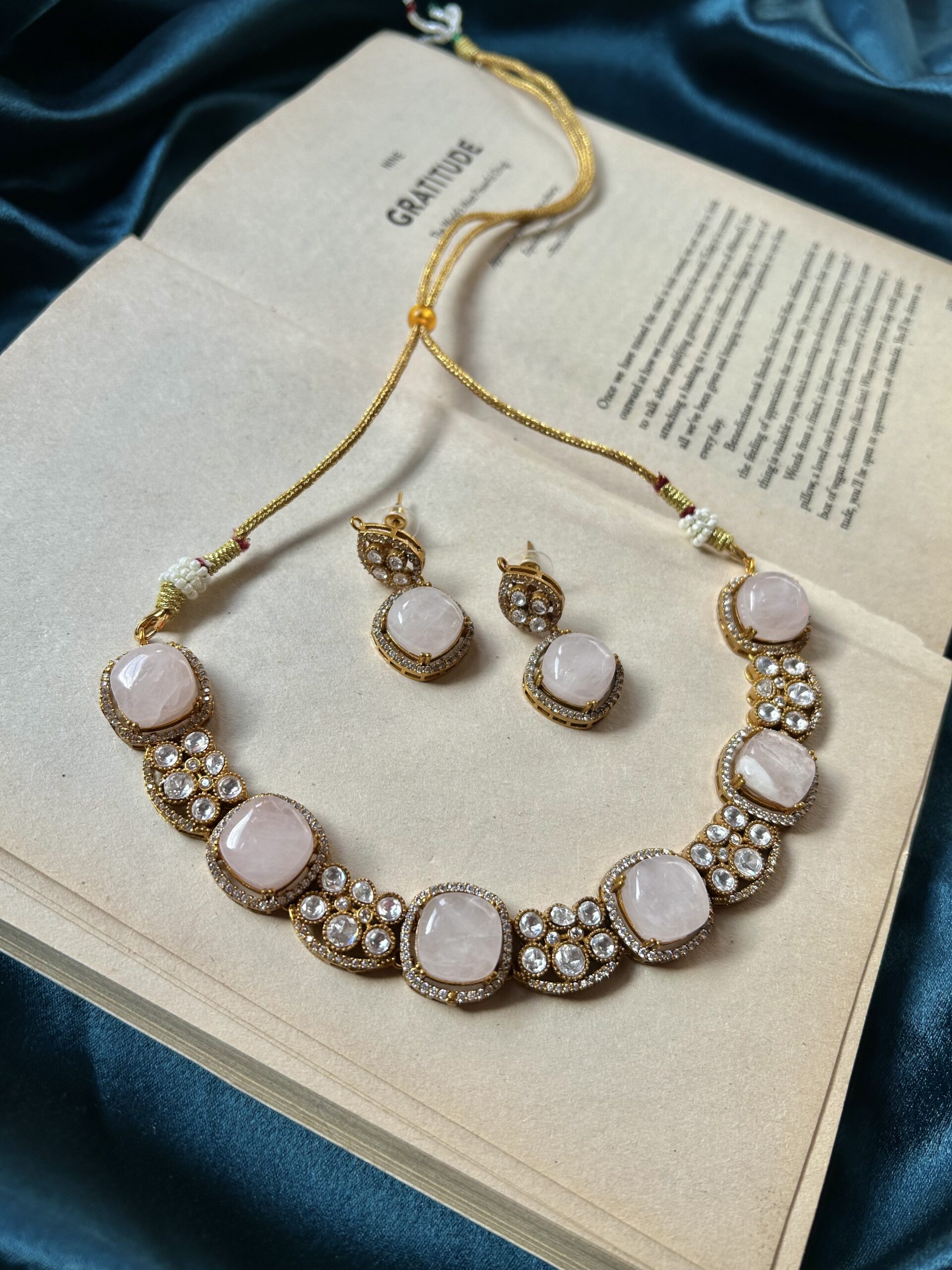 Real Gemstone With Moissanite Necklace Set With earrings
