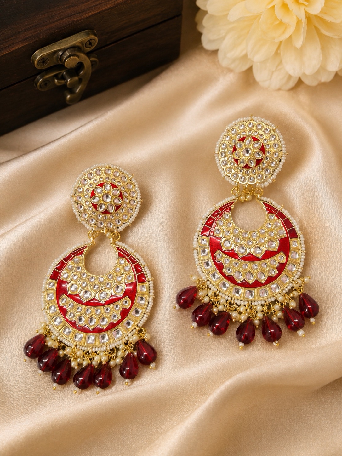 Kundan Earrings – Red