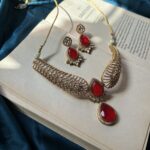 Real Doublet Stone With polki Kundan Necklace Set - Ruby