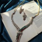 AD and Moissanite Tie Necklace Set With Earrings - Multi