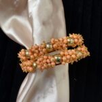 Gajra Moti Bangles - Pair of Two - Peach