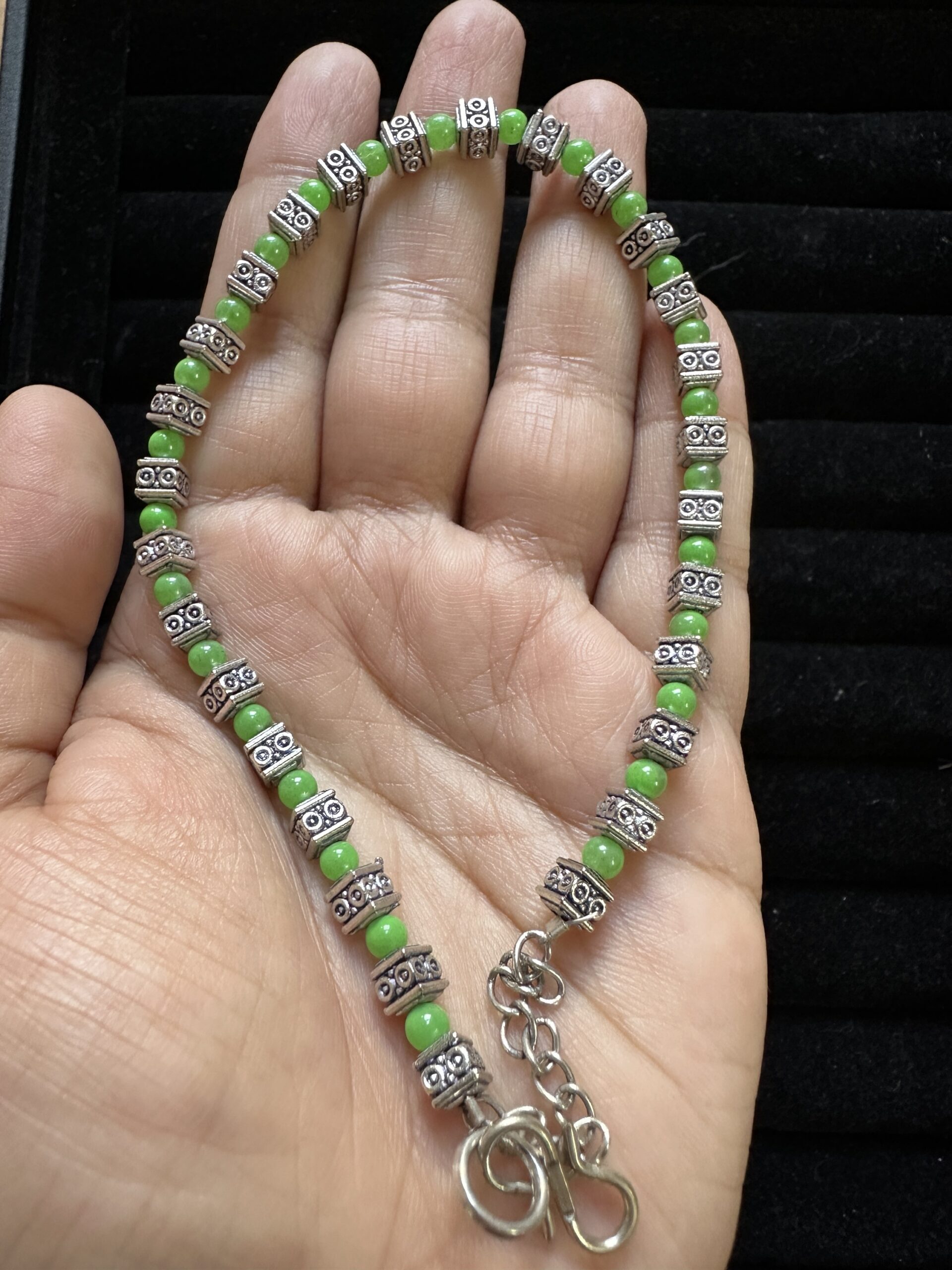 Oxidise Parrot Green Anklet