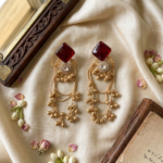 Kashmiri Polki Earrings - Ruby Red